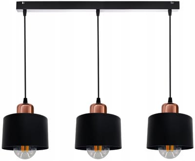 Moderne zwarte plafondlamp met Koperen accenten - Edison Stijl