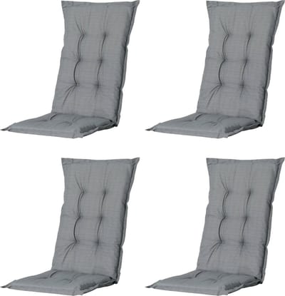 Madison - Tuinkussen - Universeel - Hoge Rug - 4 st. - Basic Grey - 123x50cm - Grijs - Tuinstoelkussens -Standenstoel
