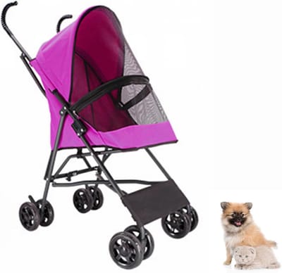 Lichtgewicht Kinderwagen - Hondenbuggy - Reizen met Huisdier - Zonder Installatie - Tot 15kg - Rozerood