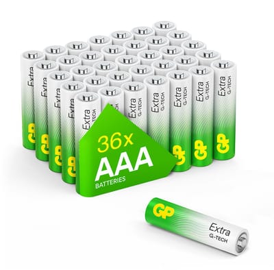 GP Extra Alkaline AAA batterijen - 36 stuks batterijen AAA (Micro/ LR03) - Batterij AAA met nieuwe G-TECH Technologie