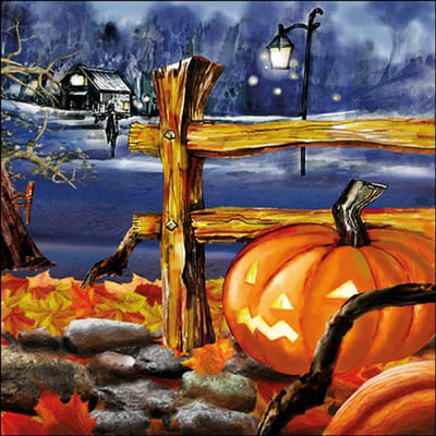 Ambiente EU papieren servetten Halloween Jack o'lantern 20 stuks Tissue: 3-ply, 100% FSC, chlorine-free bleached, water-based inks