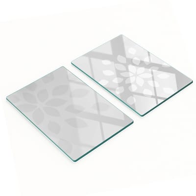 Decoratieve glazen snij- en serveerplanken met bloemenpatroon, 2x40x52 cm