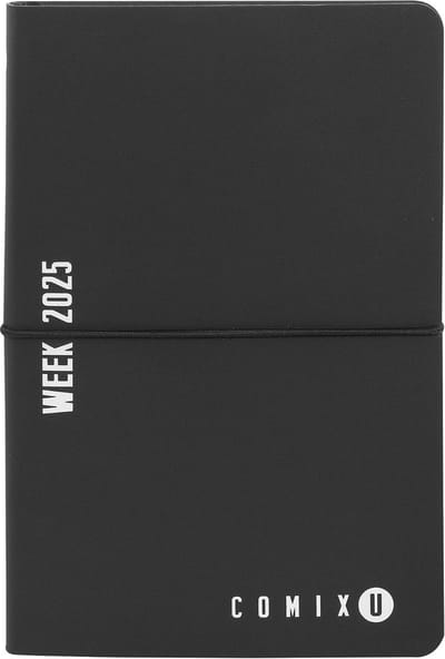 Weekkalender 2025 Medium 12 Maanden Planner met Notitieblok en Ruimte voor Aantekeningen - 11,8 x 18 cm Zwart/Wit