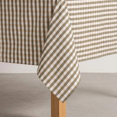 GAMUSI Vlekbestendig Tafelkleed MAVY – 2 kleuren Vichyruit – Katoen Look – 140x100 cm – Donkergroen