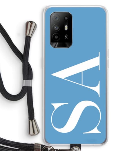 Gepersonaliseerd - Case Company® - Hoesje met koord geschikt voor Oppo A94 5G hoesje met Koord - Monogram N°2 - Telefoonhoesje met Zwart Koord - Bescherming aan alle Kanten en Over de Schermrand