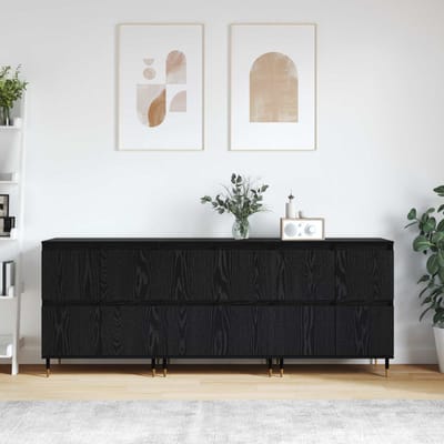 vidaXL - Opbergkast - 3 - st - Zwart - Eiken - 60 - x - 35 - x - 70 - cm