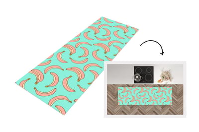Keukenloper - Loper keuken - Roze - Banaan - Fruit - Patronen - 150x50 cm - Keukenloper vinyl