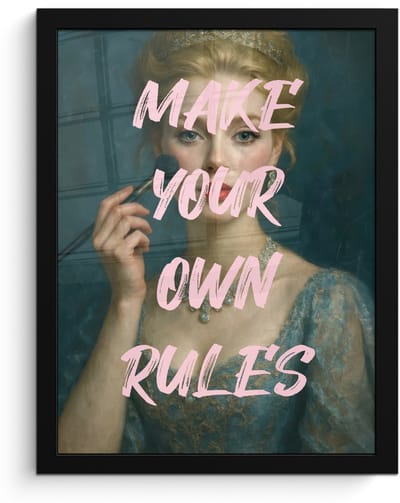 Poster in lijst - Fotolijst 30x40 cm - Posters - Klassiek - Sierlijk - Roze - Posterlijst zwart - Decoratie - Wanddecoratie woonkamer - Muurdecoratie slaapkamer