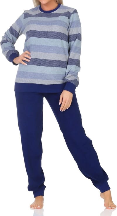 Damespyjama met manchetten Pyjama in blokstreep-look - ook in overmaten