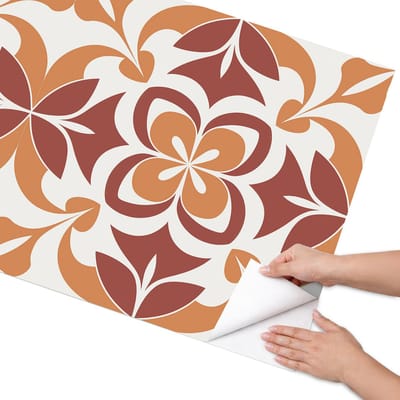 Coloray Meubel Wrap Folie - Oranje Meubelfolie - 75x150 cm - Meubelfolie Zelfklevend Bloemenpatroon - Wrapfolie Keuken - Modern Meubelfolie - Decoratiefolie - Tafeldecoratie - Achtergronden en patronen