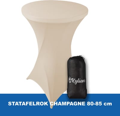 Statafelrok Champagne Beige – 2 jaar garantie met Opbergtas - ∅ 80-85 x 110 cm - Statafelhoes met Draagtas - Luxe Extra Dikke Stretch Sta Tafelrok voor Statafel – Kras- en Kreukvrije Hoes