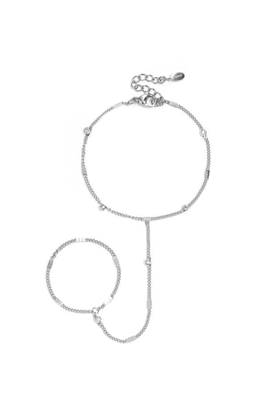 Bijoutheek Armband (Sieraad) Handsieraad Steentjes Zilverkleurig