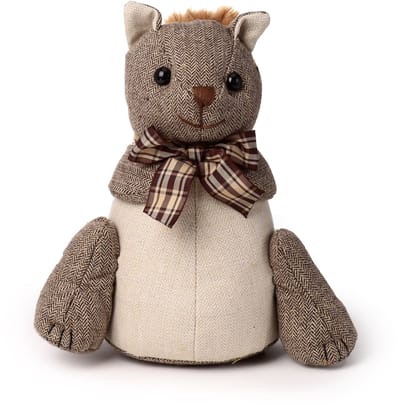 Puckator Deurstopper Eekhoorn - 1.2 kg - bruin/grijs - knuffeldier - H24 cm - deurstop - binnendeur en buitendeur