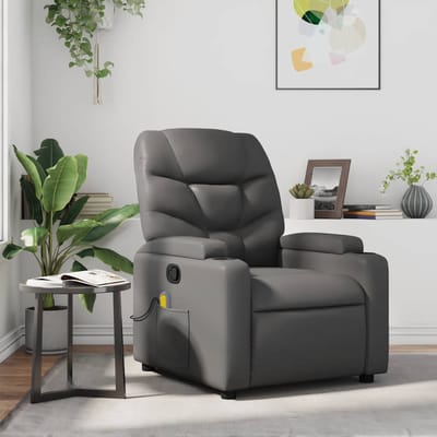 Vidaxl Klapbare Massagestoel, Grijs, Bekleed met Kunstleer