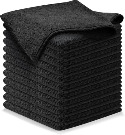 Autodoek - 12 stuks - Vaatdoeken - Microvezel - Multifunctioneel - Herbruikbare - Schoonmaakdoek en droogdoek - Voor Badkamer, Keuken, Ramen & Auto - 30x30 cm - Zwart