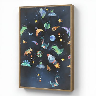 Nachtlampje 70x100 cm - Kinder lamp - Ruimte - Dino - Dinosaurus - Jongens - Tafellamp kinderkamer draadloos - Slaapkamer lampje - Bedlamp kinderen - Kinderlampje - Wandlamp babykamer - Nachtlampjes
