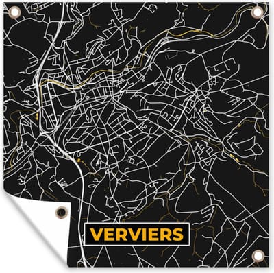 Tuin poster Verviers - Stadskaart - Goud - Plattegrond - Kaart - 200x200 cm - Tuindoek