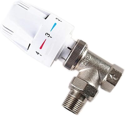 Thermostatische Radiator Klep - Regelklep Verwarming - Temperatuur Regelen - Automatische Controle - 3/4 Inch - Zilver Wit