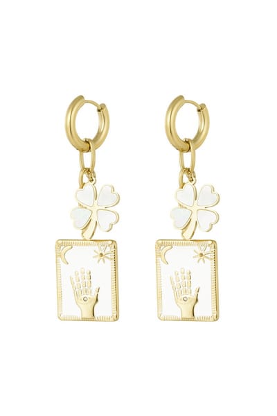 Bijoutheek Oorhangers Magic Hand Wit Goud