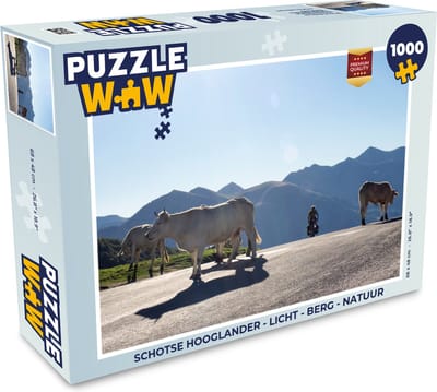 Puzzel Schotse hooglander - Licht - Berg - Natuur - Legpuzzel - Puzzel 1000 stukjes volwassenen