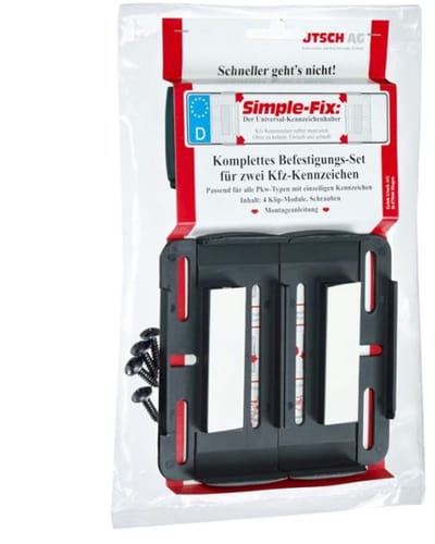Blanco Kentekenplaathouders 'Simple-Fix' Zwart - 4 Clips voor 2 kentekenplaten