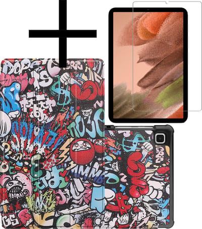 Hoes - Geschikt voor Samsung Galaxy Tab S6 Lite - Met Screenprotector - Trifold Bookcase - Hard Cover - Hardcover Book Case - Tablet Hoesje - Graffity