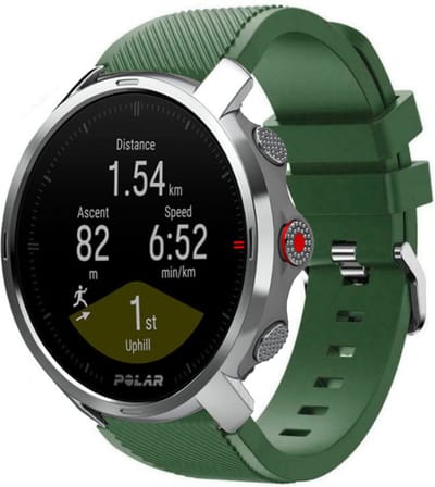 Strap-it Twill silicone horlogeband - geschikt voor Polar Vantage M / M2 / V3 / Grit X / Grit X(2) Pro - legergroen
