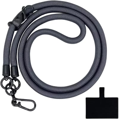 Travel Cords - Keycord - telefoonkoord grijs xl - stevige karabijnhaak - sporten - stevig lanyard - reizen - festivals - sleutels