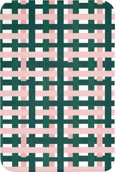 Badmat 60x90 cm - Antislip - Vlechtpatroon - Groen - Roze - Grafisch - Badmatten voor badkamer - Badkamermat - Douchemat - Badkamer mat