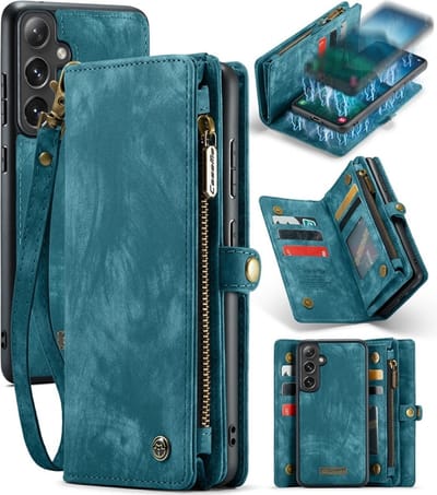 Caseme Geschikt voor Samsung Galaxy S24 Plus / S24+ hoes - Vintage 2 in 1 portemonnee - Lichtblauw
