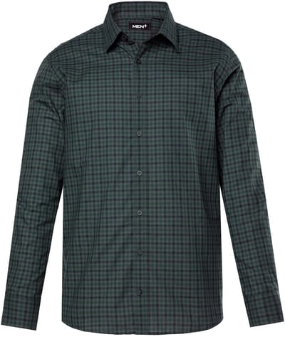 Men Plus - Heren - Geruit overhemd lange mouw kentkraag comfort fit - Dennengroen - Maat 3XL