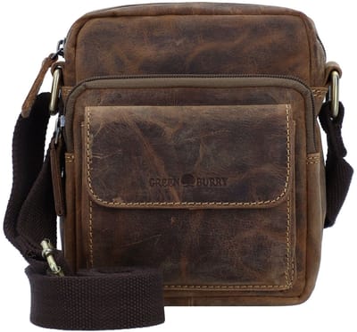 GREENBURRY Leren schoudertas Vintage Travel Crossbody Bag Brown bruine