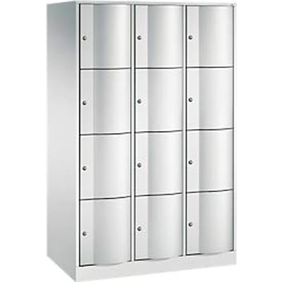 C+P Resisto lockerkast, 3 vakken, 12 vakken, B 1148 x D 640 x H 1950 mm, lichtgrijs/ruinrood