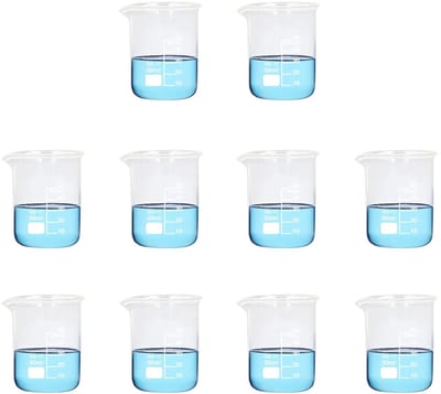 Dailygoods- Maatbekers 10 stuks - Glazen Maatbeker 50 ml - Borosilicaat Glas - Laboratorium/Keuken - Temperatuurbestendig tot 800 graden - Duidelijk Gemarkeerd - Glasbeker