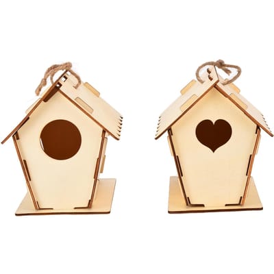 Vogelhuisje DIY Houten Handmatig Graffiti Buiten Hangend Vogelhuisje Vogelkooi Knutsels beige