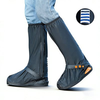 Regenschoenovertrekken - L - maat 40-42 - zoollengte 30 cm - waterdicht en antislip - dikke, slijtvaste voetovertrekken - hoge waterschoenovertrekken voor volwassenen voor regenachtige dagen - sterke grip - veilig en antislip - duurzaam
