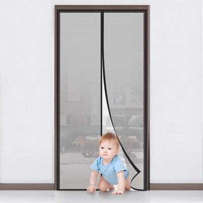 Vliegengordijn Deur met Magneten - Insectendoor voor Balkondeur 80x210cm, Lijmopbouw zonder Boren, Geschikt voor Kellerdeur, Woonkamer, Schuifdeur, Terrasdeur