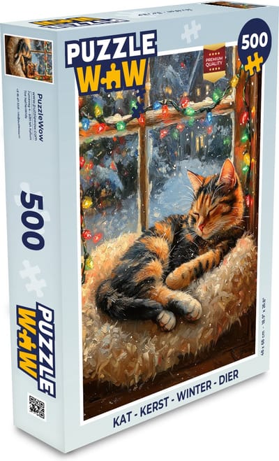 Puzzel Kat - Kerst - Winter - Dier - Legpuzzel - Puzzel 500 stukjes - Kerst - Cadeau - Kerstcadeau voor mannen, vrouwen en kinderen