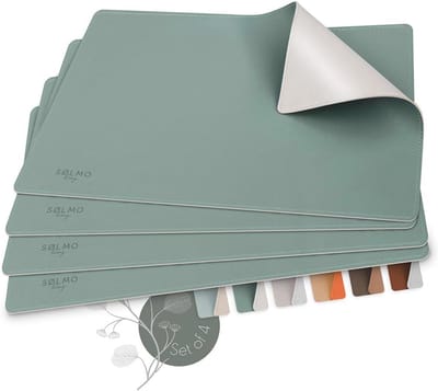 Tweekleurige Hittebestendige Placemat van PU-leer - 4-delige Set, Afwasbaar en Onderhoudsarm voor Kinderen