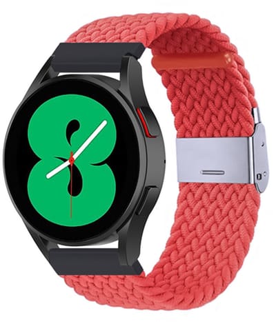 By Qubix - Braided nylon bandje - Lichtrood - Geschikt voor Xiaomi Redmi Watch 5 Active / Redmi Watch 5 Lite