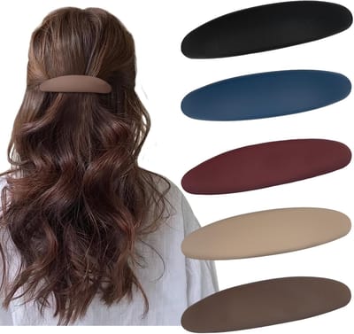 carmdering - Retro Haarspangen - Vintage Haarclips - Automatische Haarklemmen - Stevige Veer Sluiting - Antislip Gebogen Ontwerp - Hoogwaardig Acryl - Glanzend En Duurzaam - Comfortabel Voor Dagelijks Gebruik - 5 Stuks