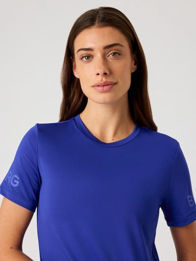 Björn Borg Sportshirt Dames - Trainingshirt Korte Mouw - Gerecycled Polyester - Blauw - Maat S