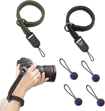 2 Stuks Snelle Ontgrendel Camera Polsband - Verstelbare Paracord Handriemen met D-Ringen voor DSLR en Spiegelloze Camera's - Duurzaam en Comfortabel voor Fotografie Enthousiastelingen