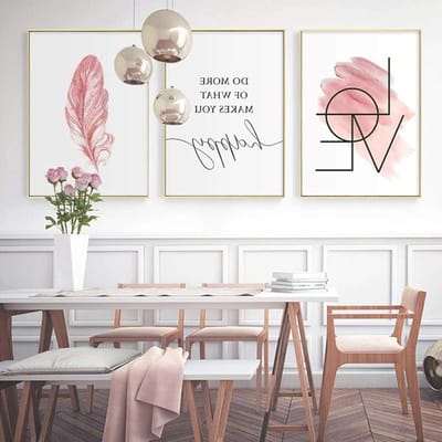 Poster set blush veer - Wanddecoratie canvas - Slaapkamer inrichten - Set van 3 - 30 x 40 cm - Roze