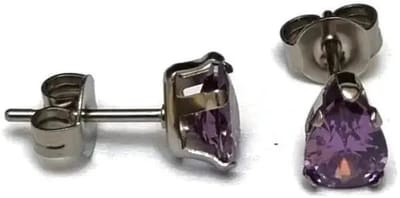 Aramat Jewels | Oorbellen | Zirkonia Druppeloorbellen van Staal | 7x5mm / Paars | |3mm | Staal | Kinderen, Volwassenen | Verkleurd niet