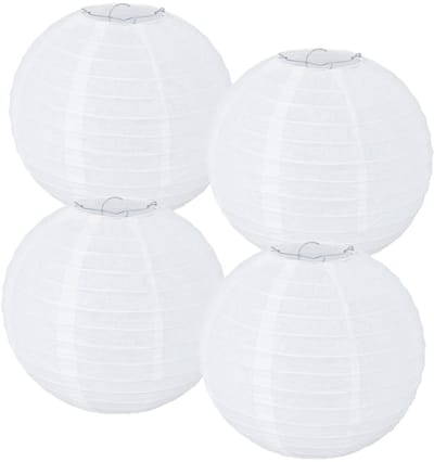 Dailygoods- Papieren Lantaarns 20 cm - 4 Stuks - Ronde Chinese Lantaarns - Decoratie voor Feest - Bruiloft - Tuin - Op te Hangen - Decoratielantaarns