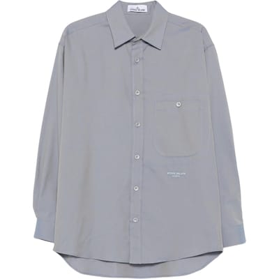 Stone Island FW25 Marina Serie Lange Mouw Knopenzak Overhemd Heren overhemden K2S151100003S0X17-V0040 M gray