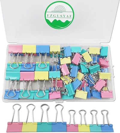 Kleurige binder clips set van 72 stuks, metalen bulldog clips en papierklemmen voor kantoor, school en thuisgebruik