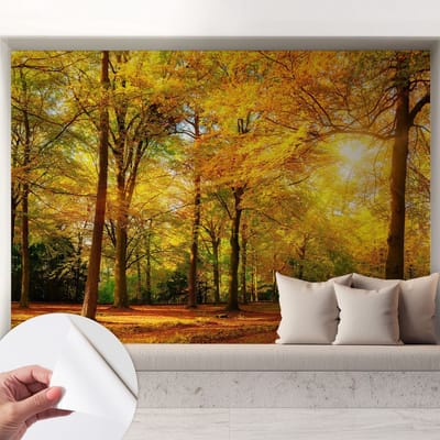 Coloray Zelfklevend Behang - Gouden bladeren Stickerbehang op rol - 208x146 cm - Geel Zelfklevend Behang - Voor de woonkamer, slaapkamer en kantoor - Peel-and-stick techniek - Zelfklevend fotobehang