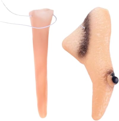 2 Stuks Neppige Hekkenneus Halloween Accessoires voor Kostuums en Cosplay, Multicolor, 8x5.5cm, Perfect voor Feestjes en Theatrale Optredens